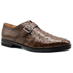 Zelli Antonio Ostrich Monk Strap Shoes Brown