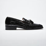 Zelli Aviano Genuine Crocodile Tassel Loafer Black