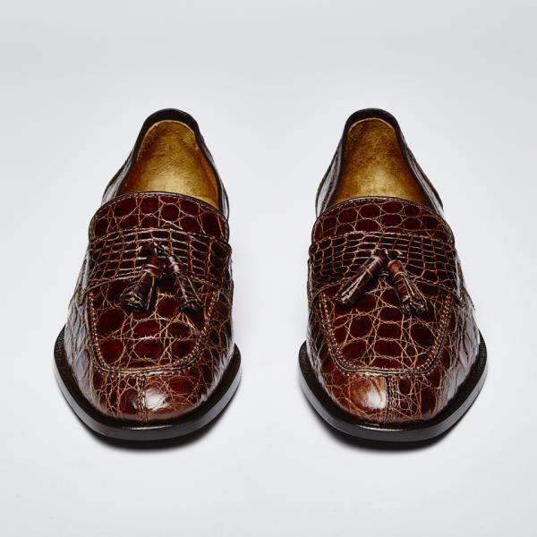 Zelli Aviano Genuine Crocodile Tassel Loafer Brown