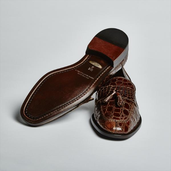 Zelli Aviano Genuine Crocodile Tassel Loafer Brown