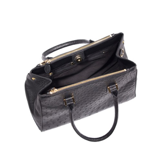 Zelli Bella Genuine Ostrich Handbag Black