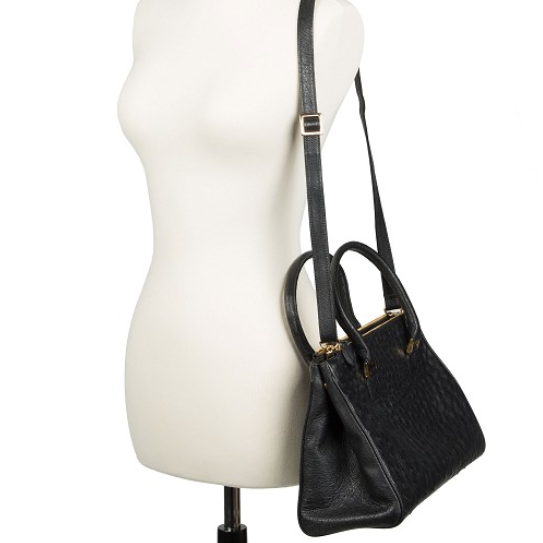 Zelli Bella Genuine Ostrich Handbag Black