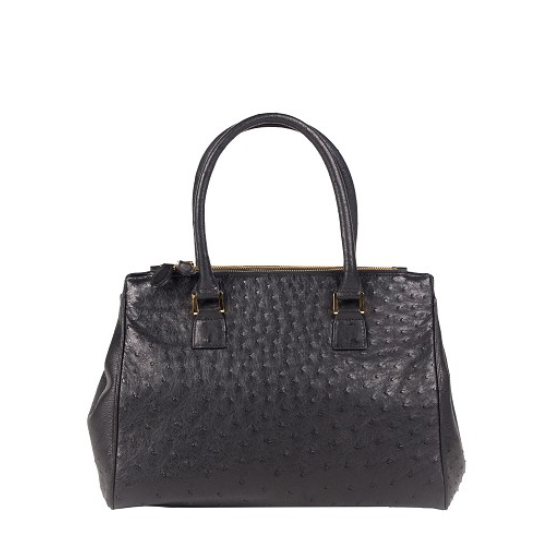 Zelli Bella Genuine Ostrich Handbag Black