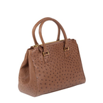 Zelli Bella Genuine Ostrich Handbag Cognac