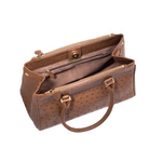 Zelli Bella Genuine Ostrich Handbag Cognac