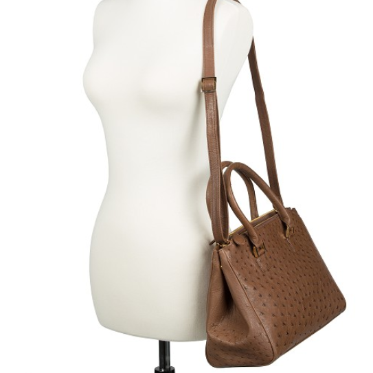 Zelli Bella Genuine Ostrich Handbag Cognac