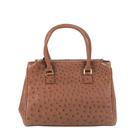 Zelli Bella Genuine Ostrich Handbag Cognac