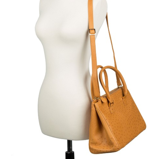 Zelli Bella Genuine Ostrich Handbag Natural