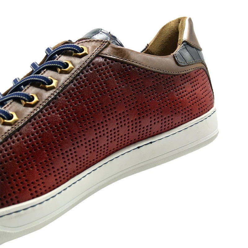 Zelli Brezza Perforated Sneakers Red | MensDesignerShoe.com