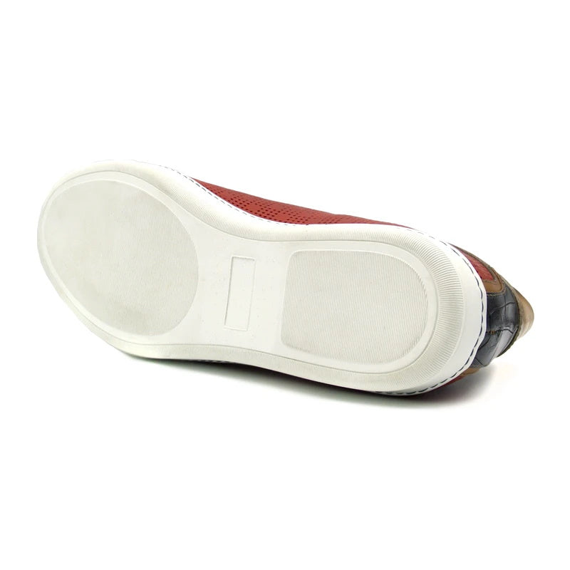 Zelli Brezza Perforated Sneakers Red | MensDesignerShoe.com