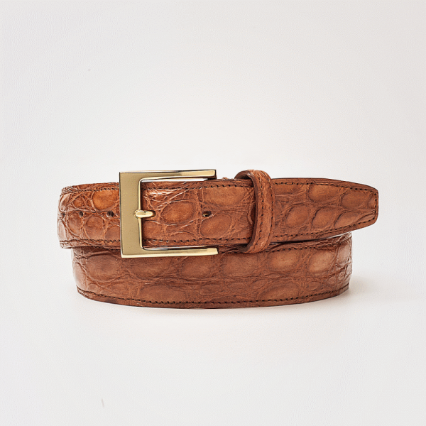 Zelli Caiman Crocodile Belt Antique Copper
