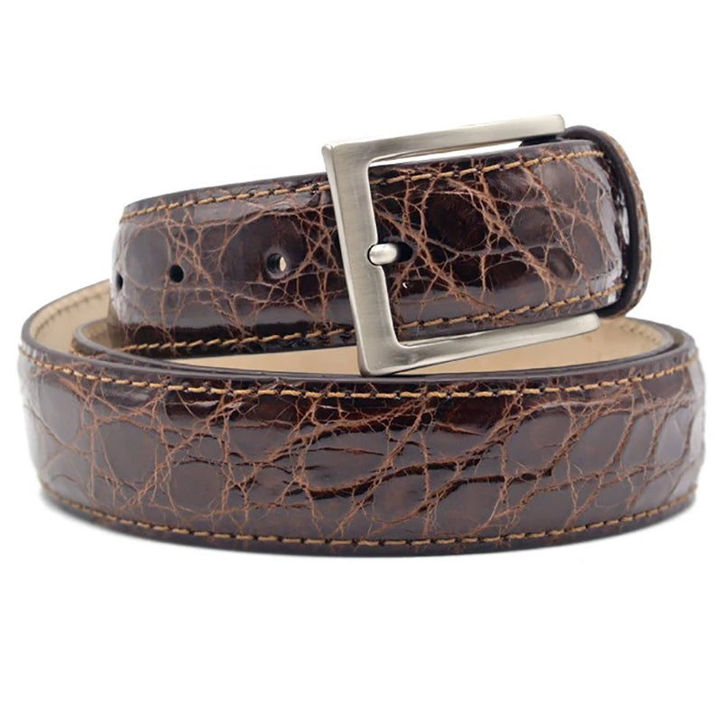 Zelli Caiman Crocodile Belt Cognac