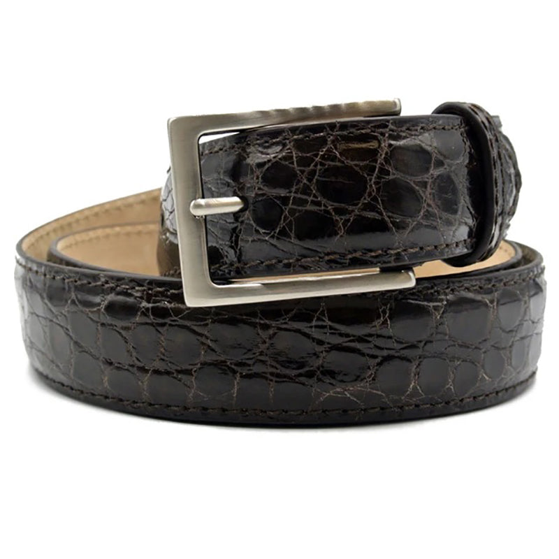 Zelli Caiman Crocodile Belt Nicotine