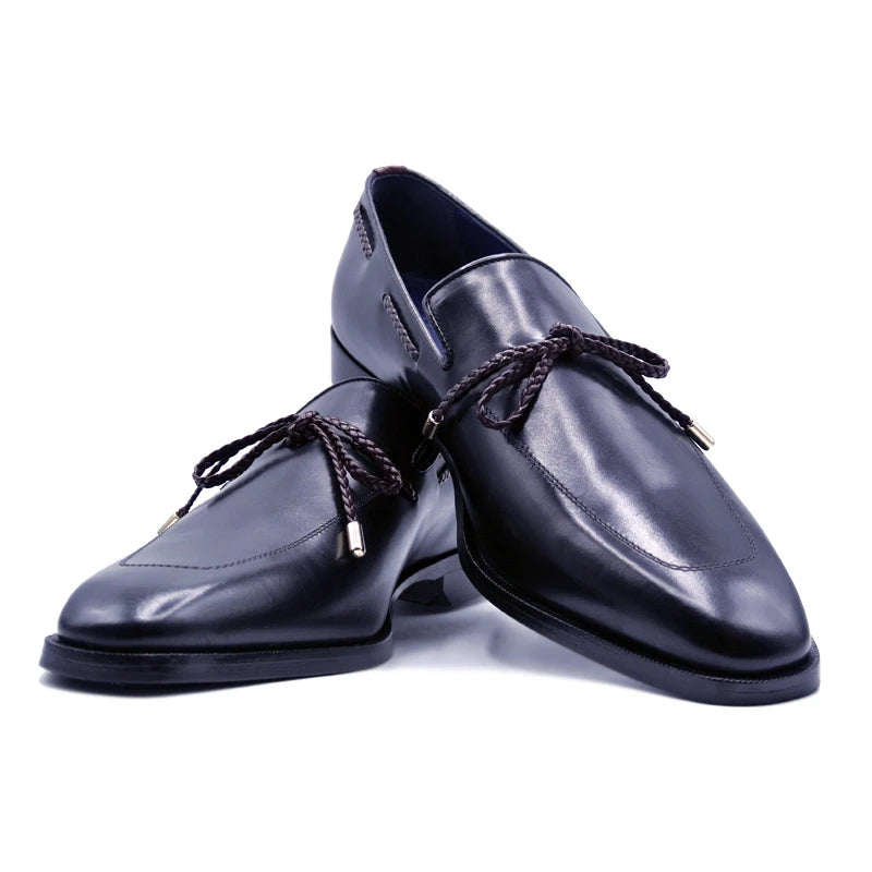 Zelli Calf Twist Tie Loafers Black