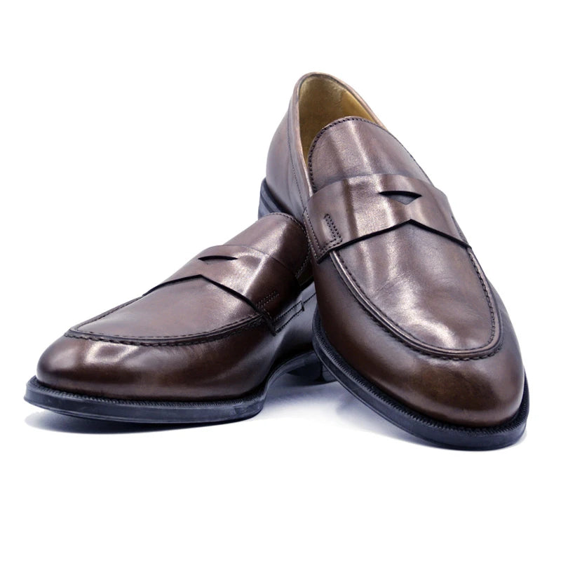 Zelli Calfskin Penny Loafers Brown