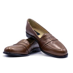 Zelli Calfskin Penny Loafers Cognac