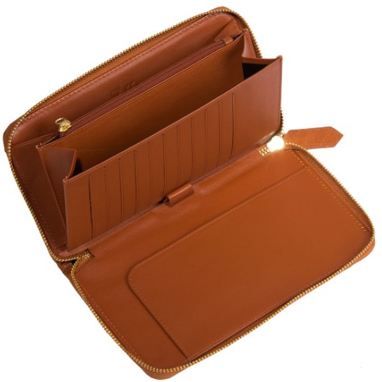 Zelli Camilla Genuine Ostrich Wallet Cognac