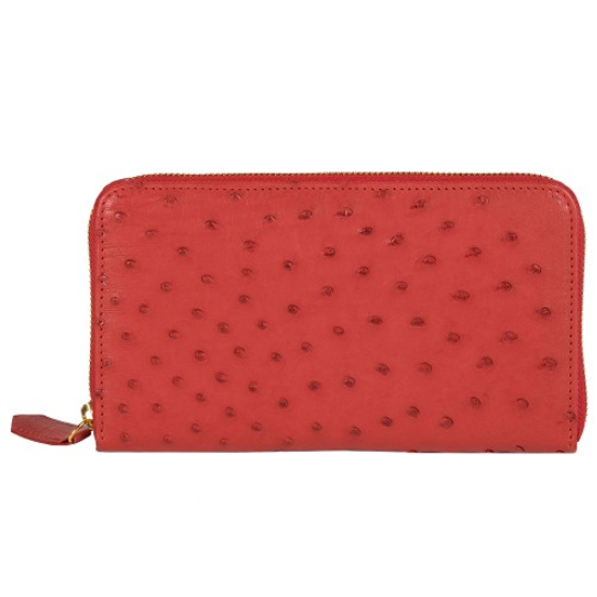 Zelli Camilla Genuine Ostrich Wallet Red