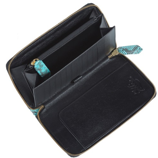 Zelli Camilla Genuine Python Wallet Turquoise