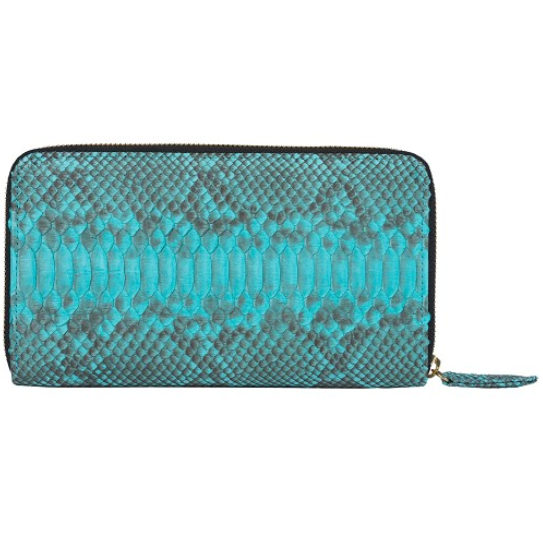 Zelli Camilla Genuine Python Wallet Turquoise