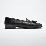 Zelli Capetown Genuine Ostrich Quill Tassel Loafers Black