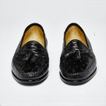 Zelli Capetown Genuine Ostrich Quill Tassel Loafers Black
