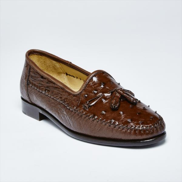 Zelli Capetown Ostrich Quill Tassel Loafers Brown