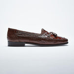 Zelli Capetown Ostrich Quill Tassel Loafers Brown