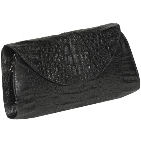 Zelli Capri Genuine Crocodile Clutch Black