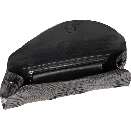 Zelli Capri Genuine Crocodile Clutch Black
