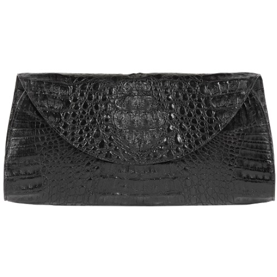 Zelli Capri Genuine Crocodile Clutch Black