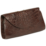 Zelli Capri Genuine Crocodile Clutch Brown