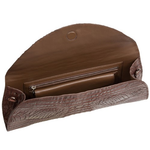 Zelli Capri Genuine Crocodile Clutch Brown