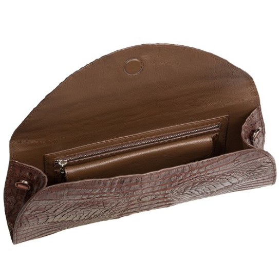 Zelli Capri Genuine Crocodile Clutch Brown