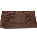 Zelli Capri Genuine Crocodile Clutch Brown