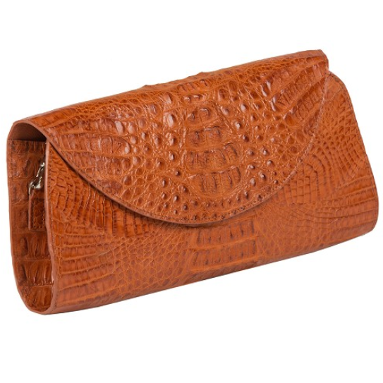 Zelli Capri Genuine Crocodile Clutch Cognac