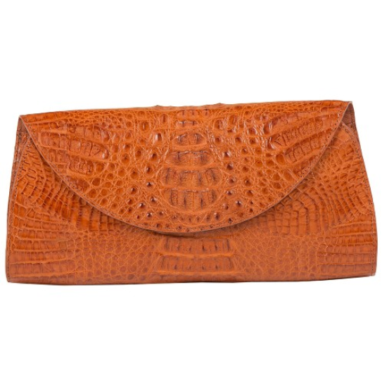 Zelli Capri Genuine Crocodile Clutch Cognac