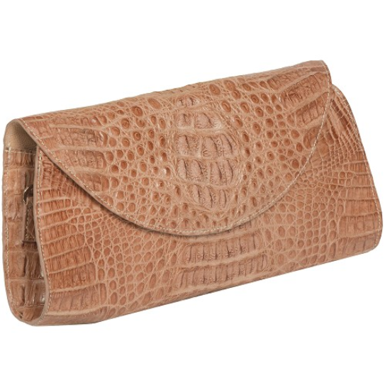 Zelli Capri Genuine Crocodile Clutch Natural