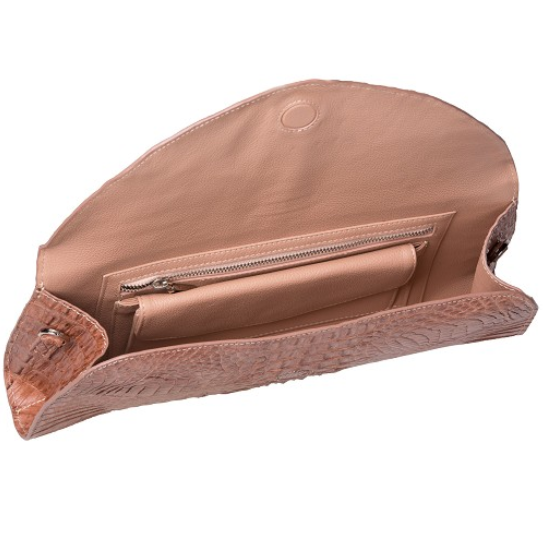 Zelli Capri Genuine Crocodile Clutch Natural