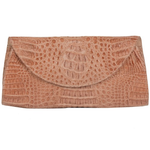 Zelli Capri Genuine Crocodile Clutch Natural