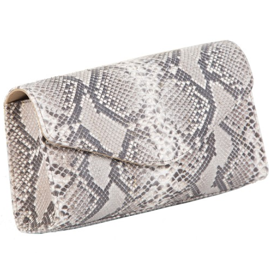 Zelli Catalina Genuine Python Clutch Natural