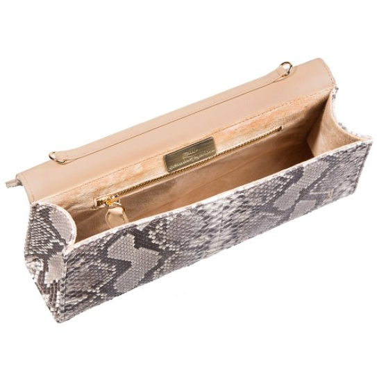 Zelli Catalina Genuine Python Clutch Natural