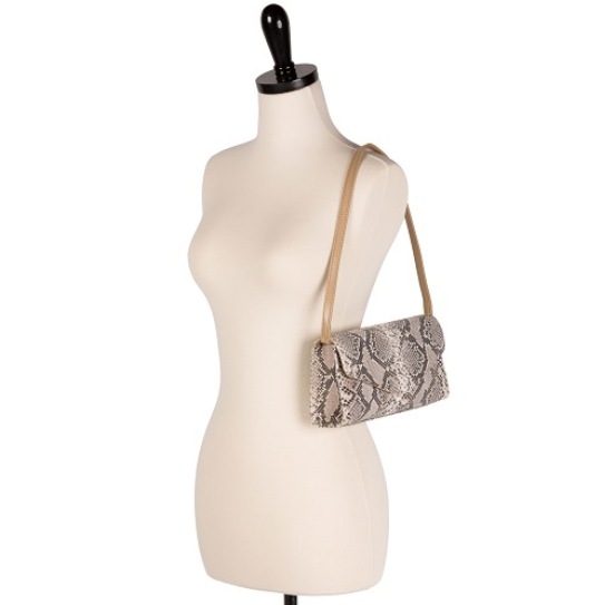Zelli Catalina Genuine Python Clutch Natural
