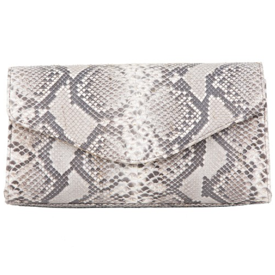 Zelli Catalina Genuine Python Clutch Natural