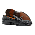Zelli Como Caiman Crocodile Tassel Loafers Black