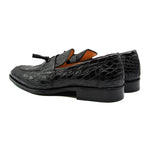 Zelli Como Caiman Crocodile Tassel Loafers Black