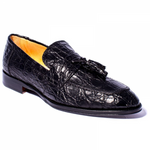 Zelli Caiman Crocodile Tassel Loafers Black