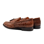 Zelli Como Caiman Crocodile Tassel Loafers Cognac