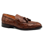 Zelli Como Caiman Crocodile Tassel Loafers Cognac
