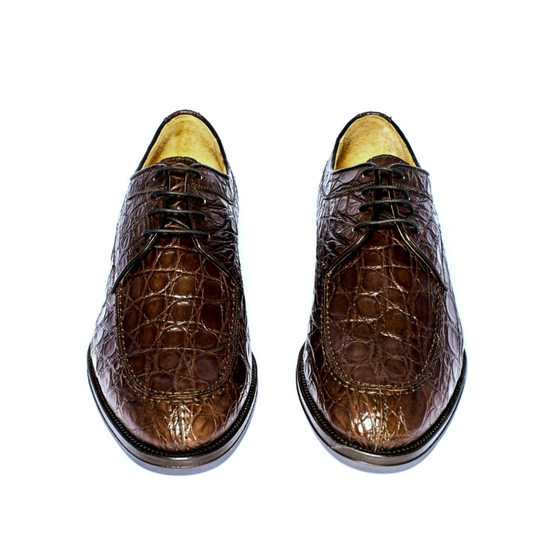 Zelli Verona Caiman Crocodile Dress Shoes Nicotine